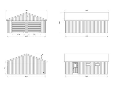 Garage double en bois André avec portes sectionnelles motorisables - 55,5 m² hors-tout - PALMAKO