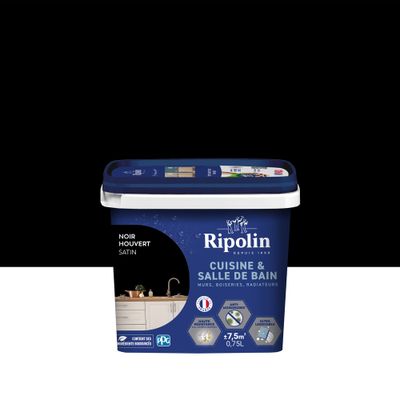 Peinture Cuisine & Bain Noir Houvert satin 0,75 L - RIPOLIN