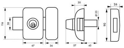 Verrou de porte d'entrée vitrée universel à cylindre entrée 45 mm doré 4 clés THIRARD