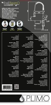 Robinet de cuisine avec douchette Chrome Plimo - ESSEBAGNO