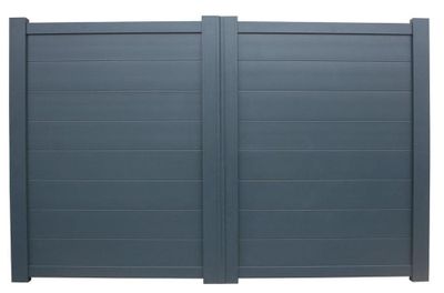 Portail battant Modern aluminium gris 3,5 x 1,8 m avec motorisation incluse