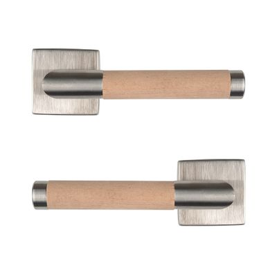 Poignées de porte sur rosaces carrées sans trou Pretty inox mat ALPERTEC