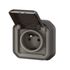 Prise électrique étanche IP55 encastrable 2 pôles + terre Anthracite - Plexo LEGRAND