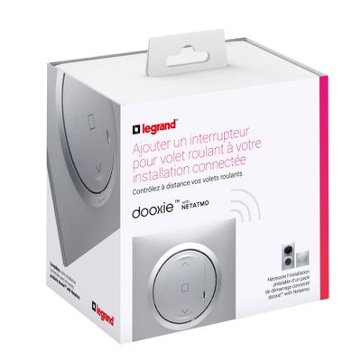 Interrupteur volet roulant encastrable connecté + plaque Aluminium - Dooxie with Netatmo LEGRAND