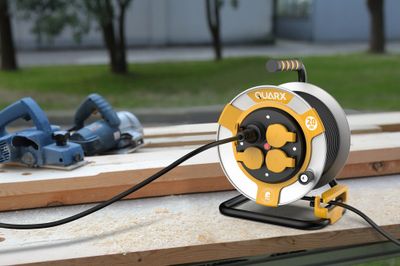 Enrouleur électrique de chantier 20m métal 4 prises à clapet - QUARX