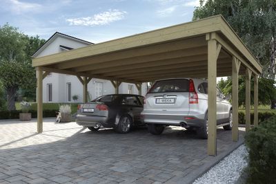 Carport double -  609 - 600 x 120 cm - toit en acier Livraison gratuite domicile WEKA