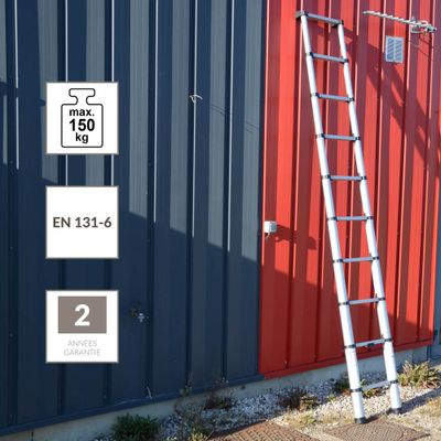 Echelle télescopique Selekta 2,90 m aluminium - HAILO