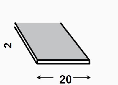 Profilé plat aluminium anodisé incolore 20 x 2 mm 2,50 m CQFD