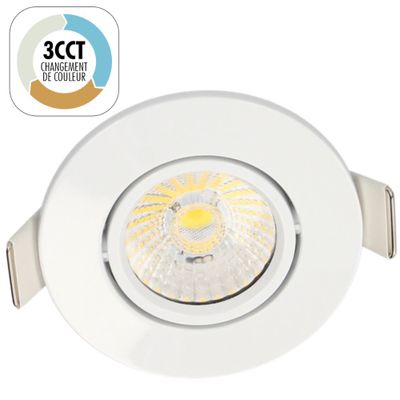 Spot LED encastrable extra-plat salle de bain IP65 et BBC orientable noir/blanc/acier - Azur ARLUX