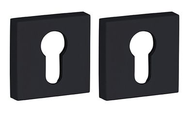Rosaces de porte carrées à cylindre noir mat 50 x 50 mm FROSIO