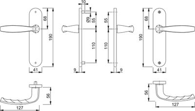 Ensemble poignée New york argent bec de cane