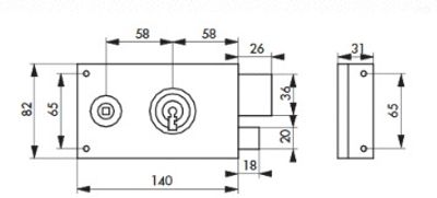 Serrure en applique horizontale à fouillot 140 x 82 mm gauche THIRARD