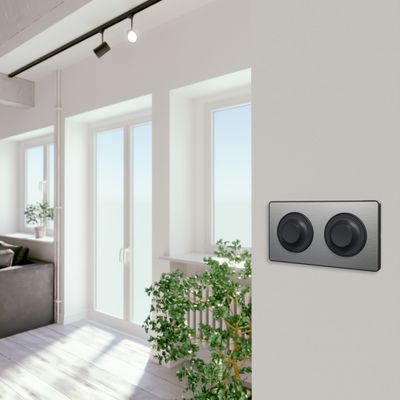 Plaque de finition 2 postes aluminium/ anthracite - Odace 2011 Touch SCHNEIDER ELECTRIC