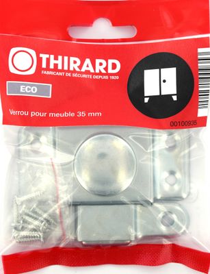 Verrou automatique pêne plat acier zingué 35 mm THIRARD
