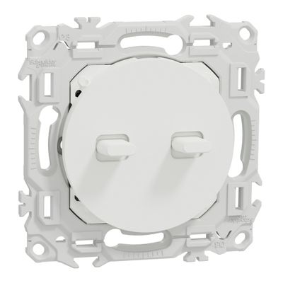 Double interrupteur va-et-vient ou poussoir à levier Odace 2025 blanc - SCHNEIDER ELECTRIC
