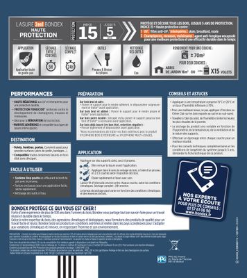 Lasure 2 en 1 haute protection 5 ans teck 5 L - BONDEX