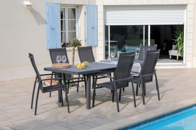 Table de jardin rectangulaire TERAMO en aluminium 180/240x90x77 cm PROLOISIRS