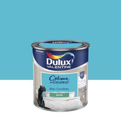 Peinture Crème de Couleur Bleu Caraïbes satin 0,5 L - DULUX VALENTINE