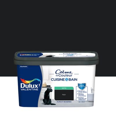 Peinture Crème de Couleur Cuisine et Bain Satin Noir 2 L - DULUX VALENTINE