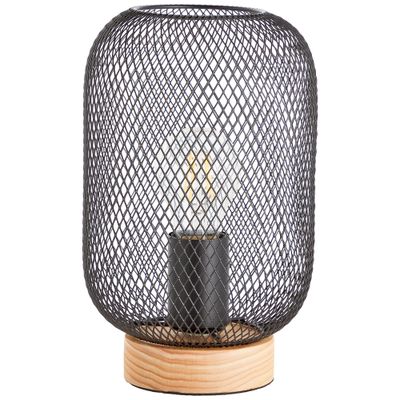 Lampe à poser E27 Giada noir et bois 40W - BRILLIANT
