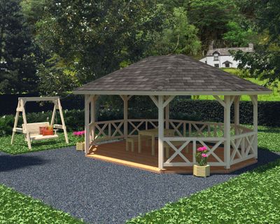 Kiosque de jardin en bois Betty - 25 m² intérieur - Couverture de toit en shingles - Livraison à domicile incluse - PALMAKO