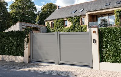 Portail battant aluminium LEO l.3,50 x H.1,75 m gris  - PREFALU