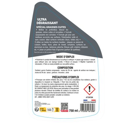 Ultra dégraissant gel spécial graisses cuites 750 ml SPADO