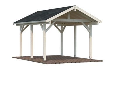 Carport en bois Robert double pente - 1 voiture - 17,3 m² hors-tout - Livraison à domicile incluse - PALMAKO