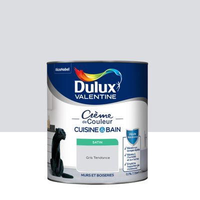 Peinture Crème de Couleur Cuisine et Bain Satin Gris Tendance 0,75 L - DULUX VALENTINE