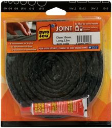 Joint Ø12 noir 2,50m + tube colle - PYROFEU - Mr.Bricolage