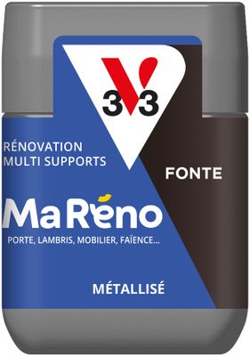 Peinture de rénovation multi- V33supports MaRéno fonte finition métallisée 75 mL - V33