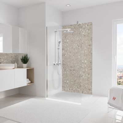 Panneau mural de douche 100x210 cm terrazo greige DécoDesign Softtouch - SCHULTE