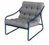 Fauteuil  de jardin aluminium bleu et coussin gris chiné BORD'EAU RELAX - PROLOISIRS Livraison à domicile incluse