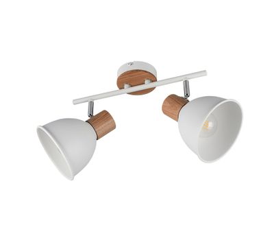 Réglette 2 spots E27 Delume blanc et bois 2x40W - REALITY