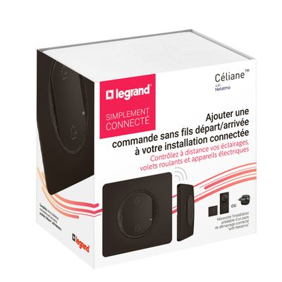 Commande générale connectée sans fil départ/arrivée + plaque Noir - Céliane with Netatmo LEGRAND