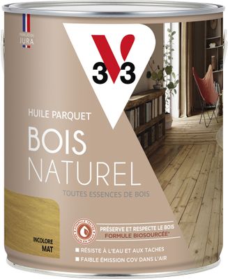 Huile parquet bois naturel incolore mat 2,5 L  - V33