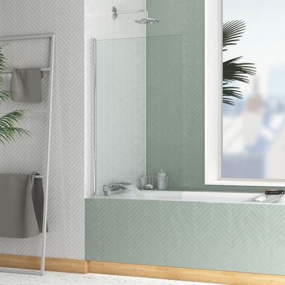 Pare-baignoire rabattable 120x70 cm profilé chrome verre transparent Essentiel - AURLANE	
