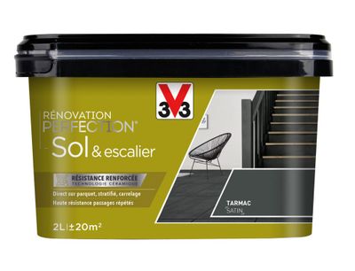 Peinture de rénovation sol et escalier finition satinée tarmac 2 L - V33