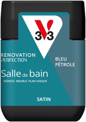 Peinture de rénovation pour salle de bain bleu pétrole finition satinée 75 ml - V33