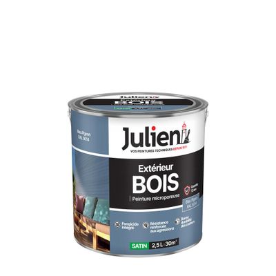 Peinture extérieur bois microporeux satin Bleu Pigeon 2,5 L - JULIEN