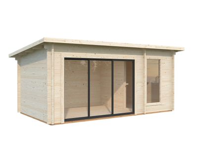 Sauna extérieur Palmako Sanna 6 places baie coulissante double vitrage -  18,3 m² - PALMAKO