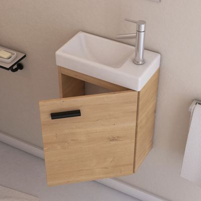 Lave-mains de salle de bains Sweet 41 x 50 x 22 cm MDF bois + miroir 35 x 44 cm