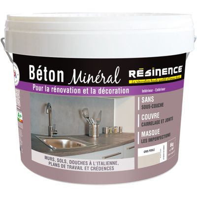 Enduit décoration béton minéral gris perle 6 kg - RESINENCE