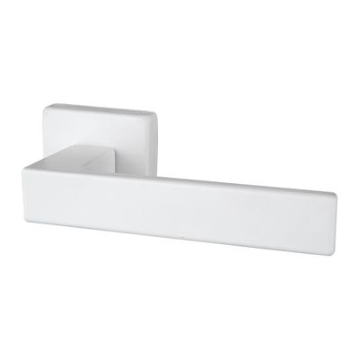 Poignée de porte sur rosaces carrées sans trou Loft blanc mat ALPERTEC