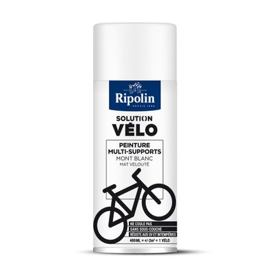 Bombe de peinture multi-supports solution vélo blanc mat velouté 400 mL - RIPOLIN