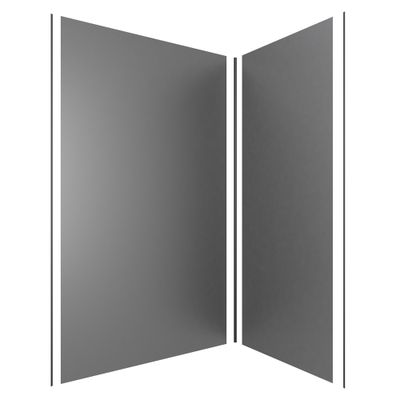 Panneaux muraux de douche aluminium gris 90 + 120 x 210 cm par 2 avec profilés de finition et angle noir mat AURLANE