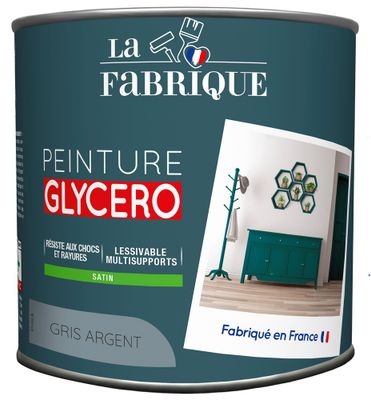 Peinture glycero Gris Argent satin 125 mL - LA FABRIQUE