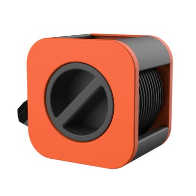 Enrouleur électrique 12m 3 prises + USB-A + USB-C orange - SBOX