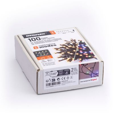 Guirlande lumineuse LED extérieur 10m blanc chaud et multicolore IP44 - DEBFLEX