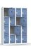 Vestiaire monobloc 4 colonnes 4 cases perle/bleu 180 x 120 x 50 - SNOR
